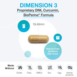 XYMOGEN Dimension 3: cápsulas con 150 mg de DIM por porción.