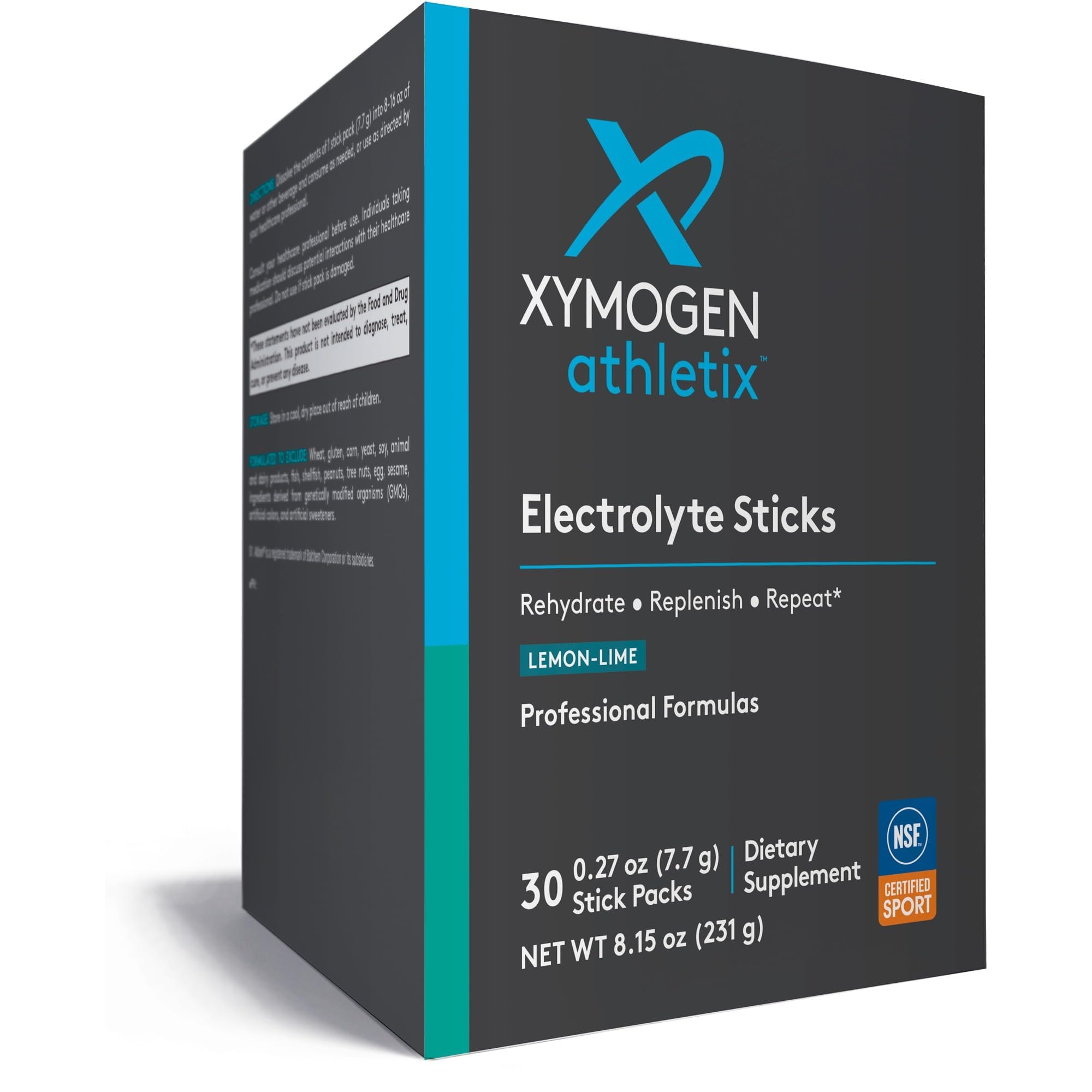 XYMOGEN palito de electrolitos, envase, ideal para hidratación diaria