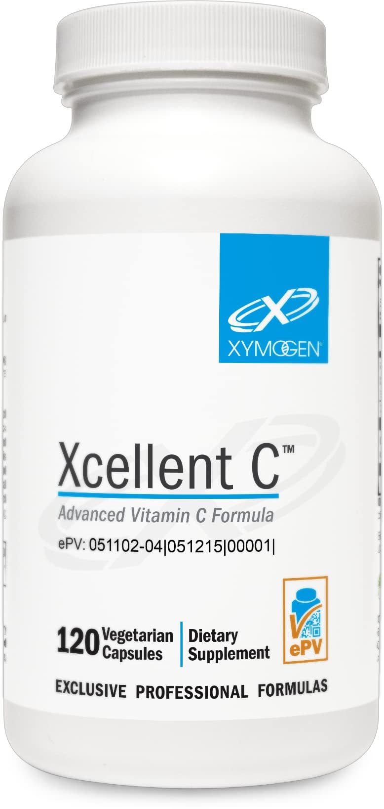 Xymogen Xcellent C en botella para apoyo inmunitario diario.