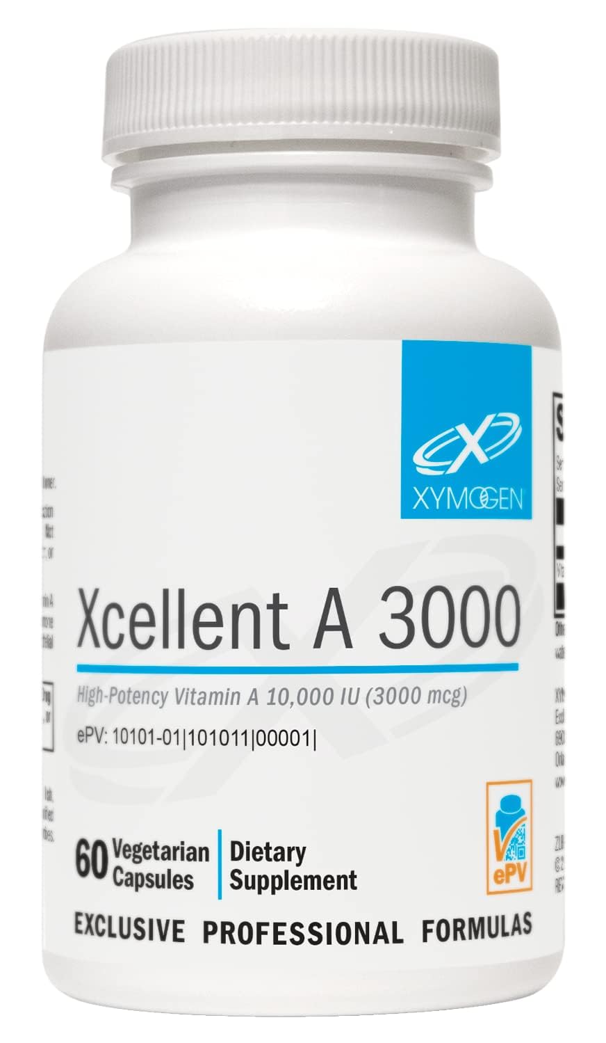 Xymogen Xcellent A 3000, botella de cápsulas para soporte inmune diario.