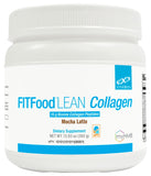 XYMOGEN FIT Colágeno Lean Food, embalaje visible, sabor mocha latte, apoya la recuperación muscular.