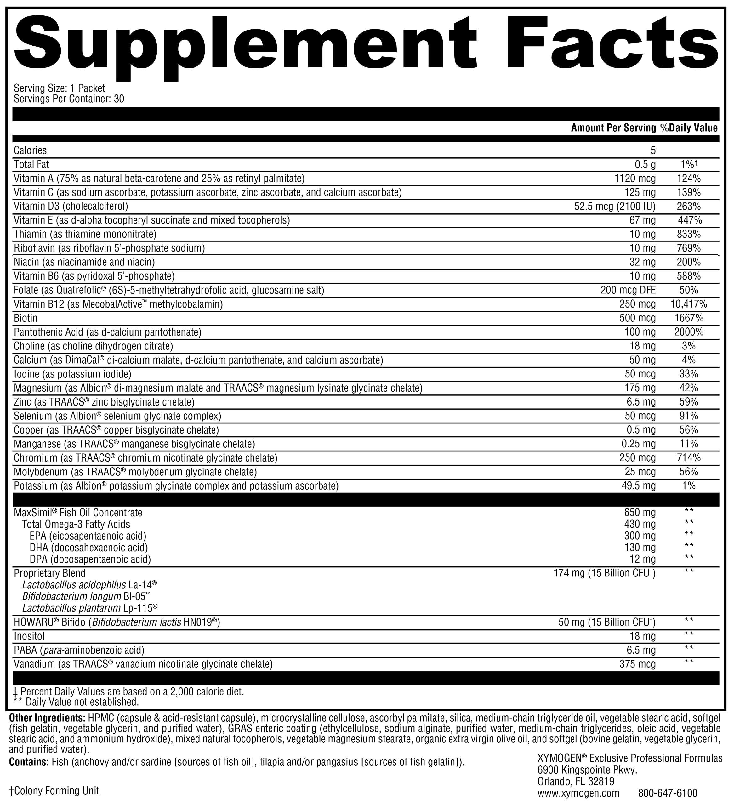 XYMOGEN Foundation Essentials, sachets compactos con Omega-3 para energía diaria.