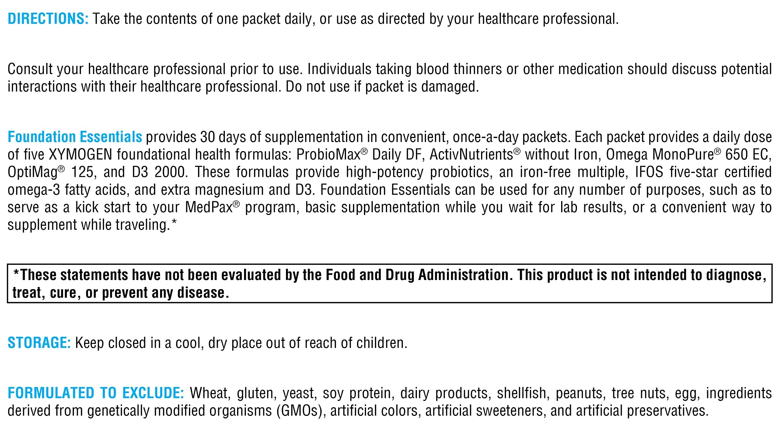 XYMOGEN Foundation Essentials, ProbioMax Daily DF para salud intestinal y microbioma.