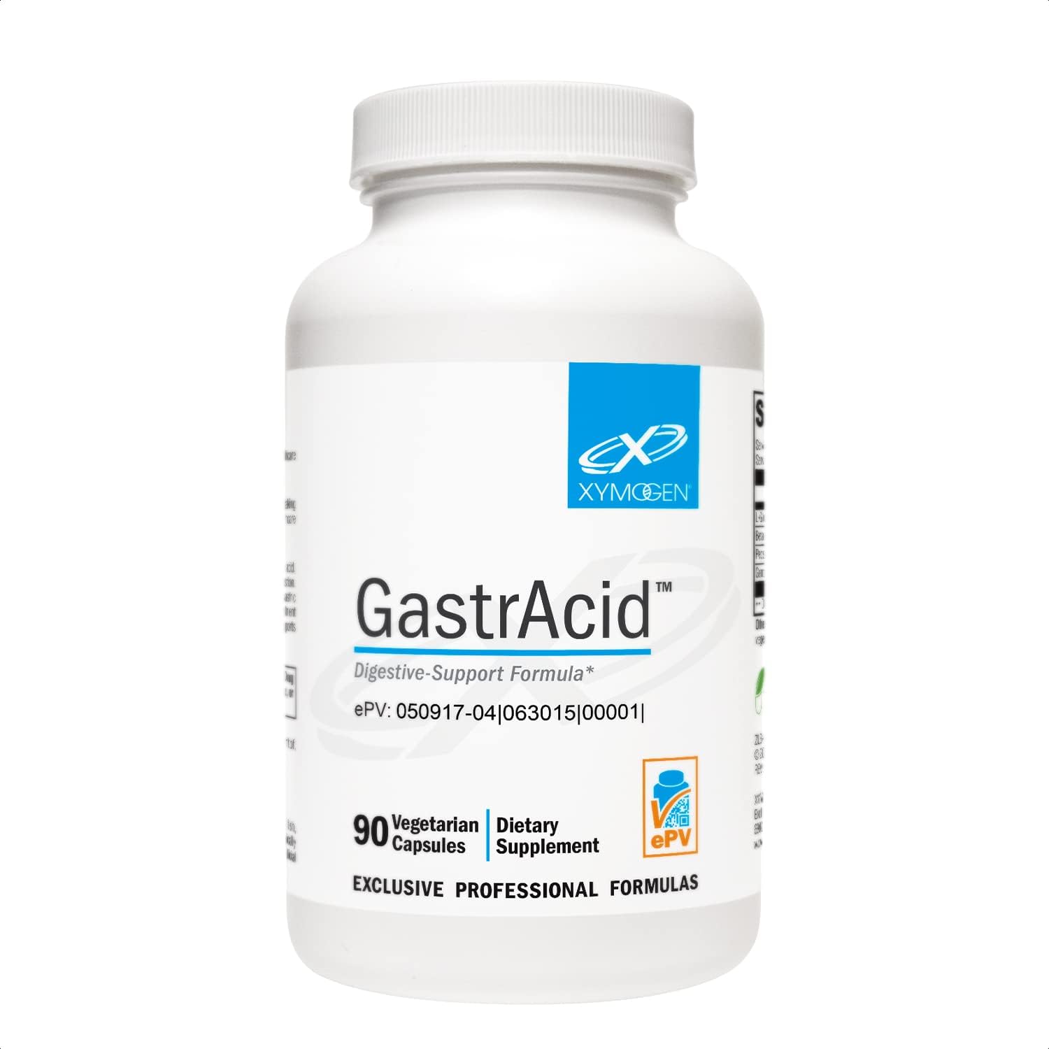 GastrAcid de XYMOGEN, botella verter, apoyo digestivo tras comidas abundantes.