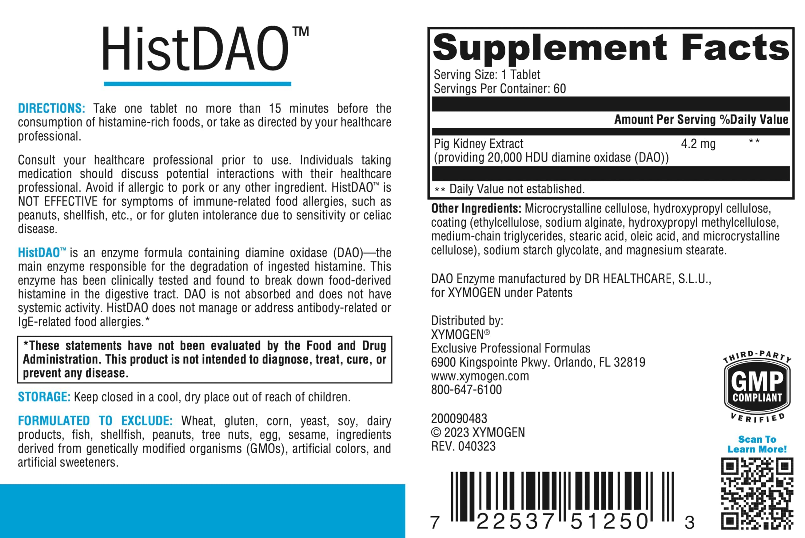 HistDAO tableta para soporte de digestión de histamina derivada de alimentos