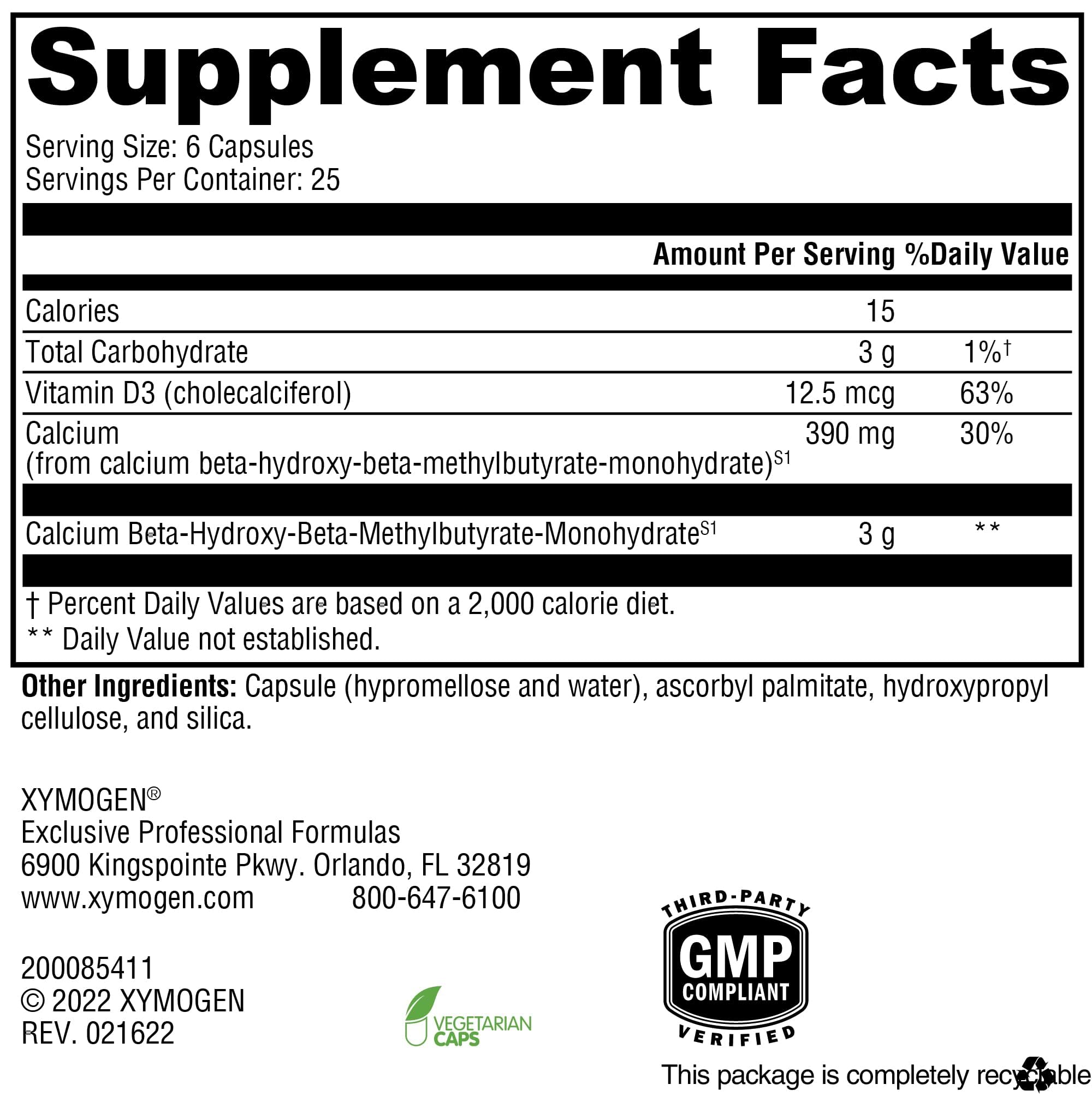 XYMOGEN HMB PRO cápsulas en primer plano para formato vegano y libre de gluten.