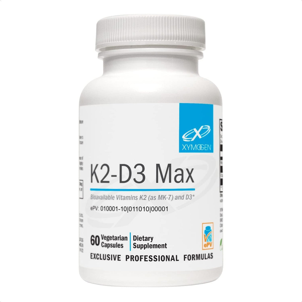 XYMOGEN K2-D3 5000, bote de cápsulas para apoyar la salud ósea.