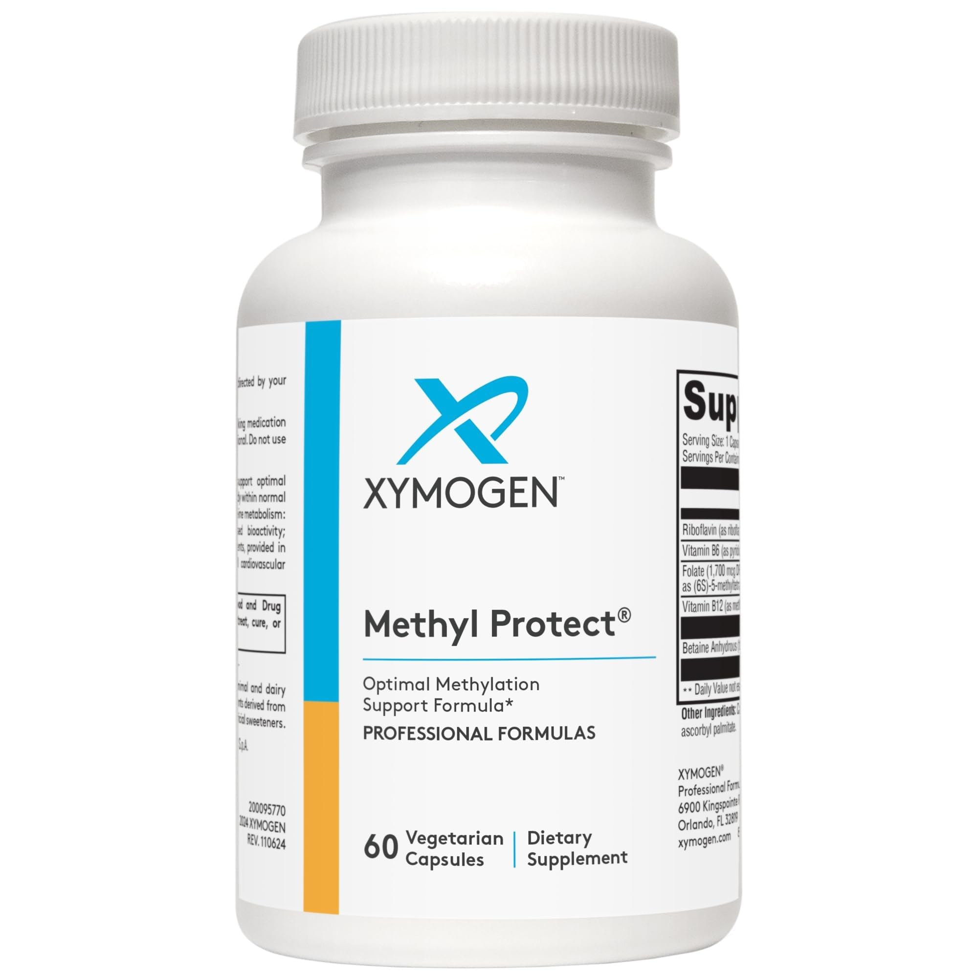 XYMOGEN Methyl Protect: botella de 60 cápsulas para soporte cardiovascular.