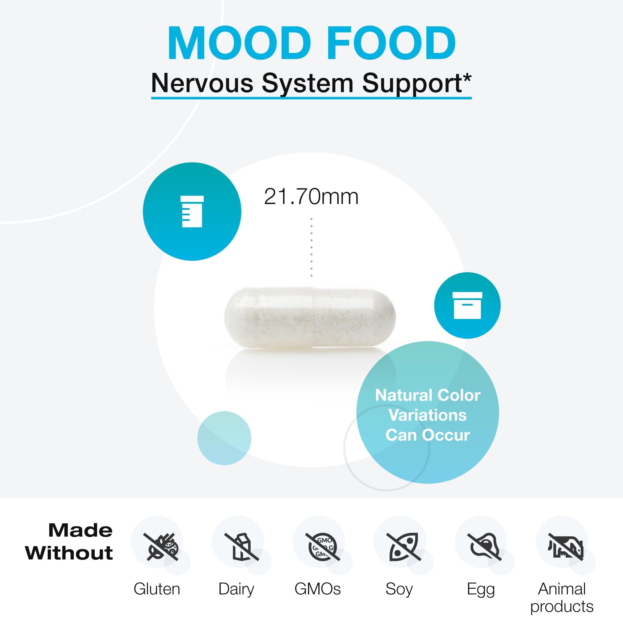 XYMOGEN Mood Food: cápsulas suaves para ingesta diaria y beneficios de bienestar.