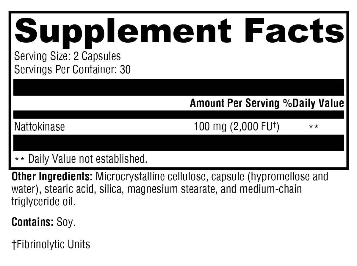 Xymogen Nattokinase en cápsulas para uso diario y bienestar cardiovascular.