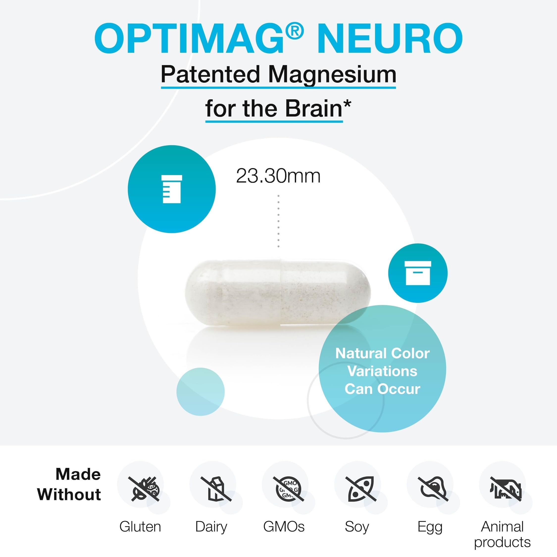 XYMOGEN OptiMag Neuro: etiqueta resalta exclusión de gluten y alérgenos