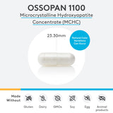 Etiqueta de Ossopan 1100 de XYMOGEN con información de MCHC y calcio