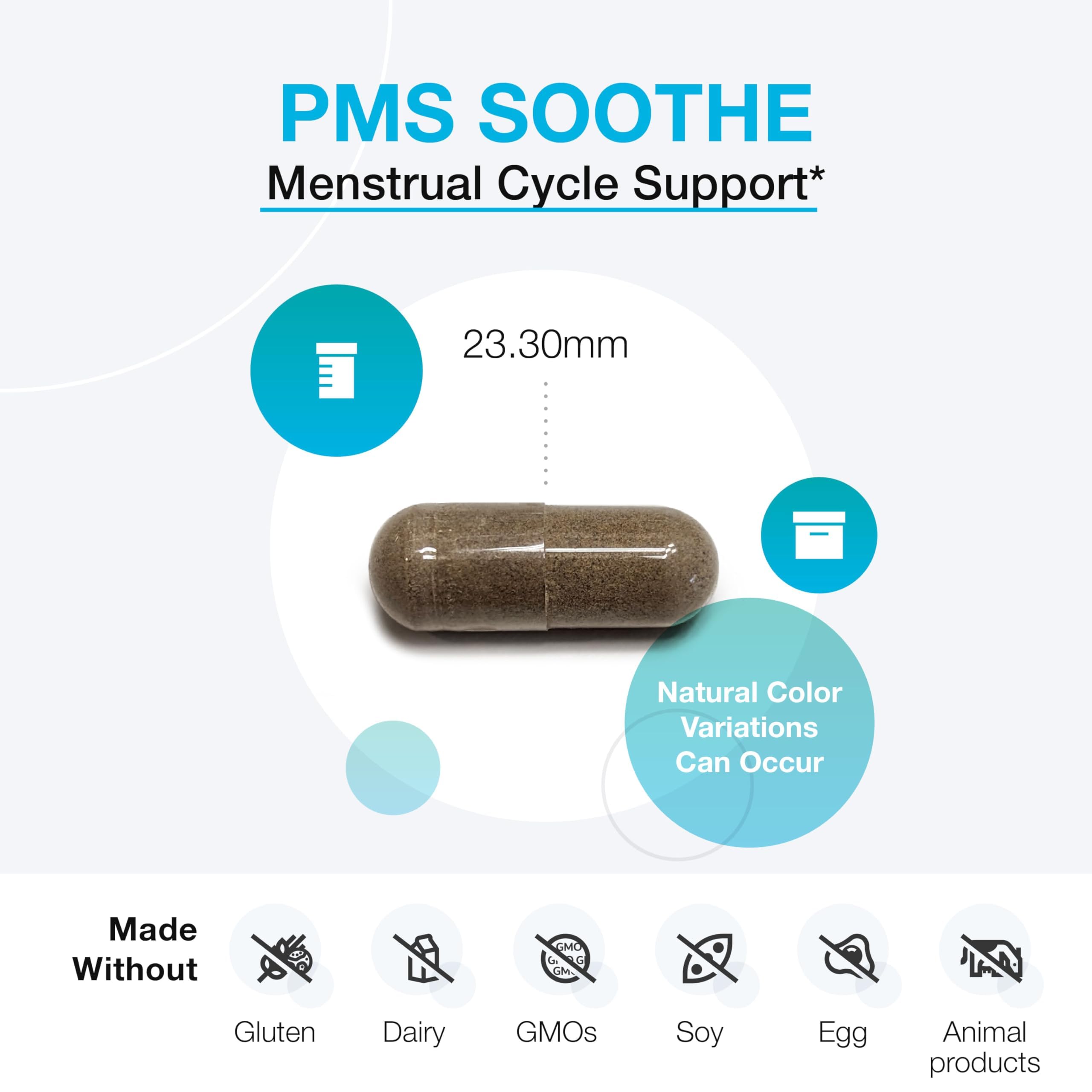 Etiqueta de XYMOGEN PMS Soothe con ingredientes herbales tradicionales.