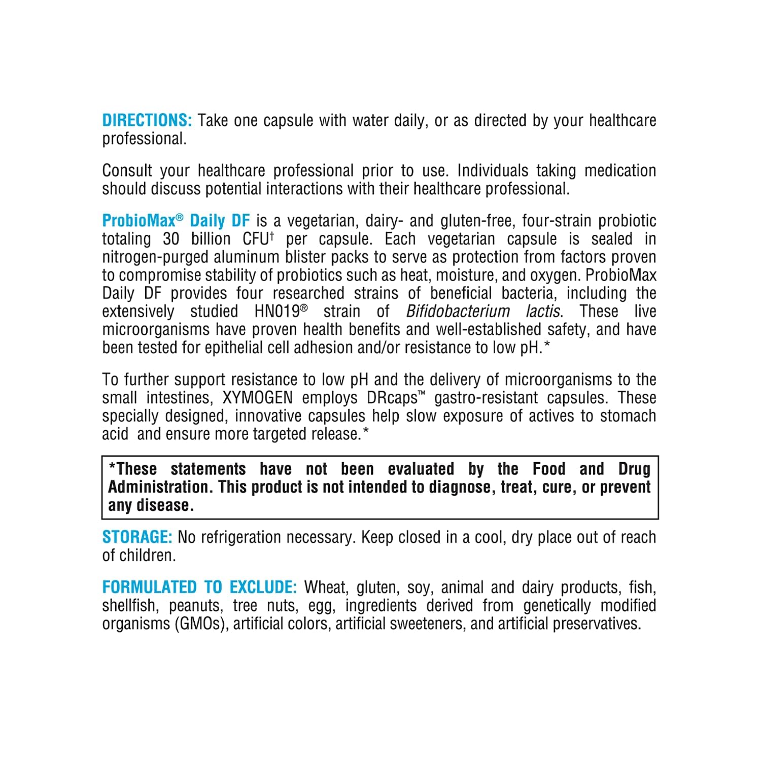 XYMOGEN ProbioMax Diario 30B: sin gluten y sin lácteos