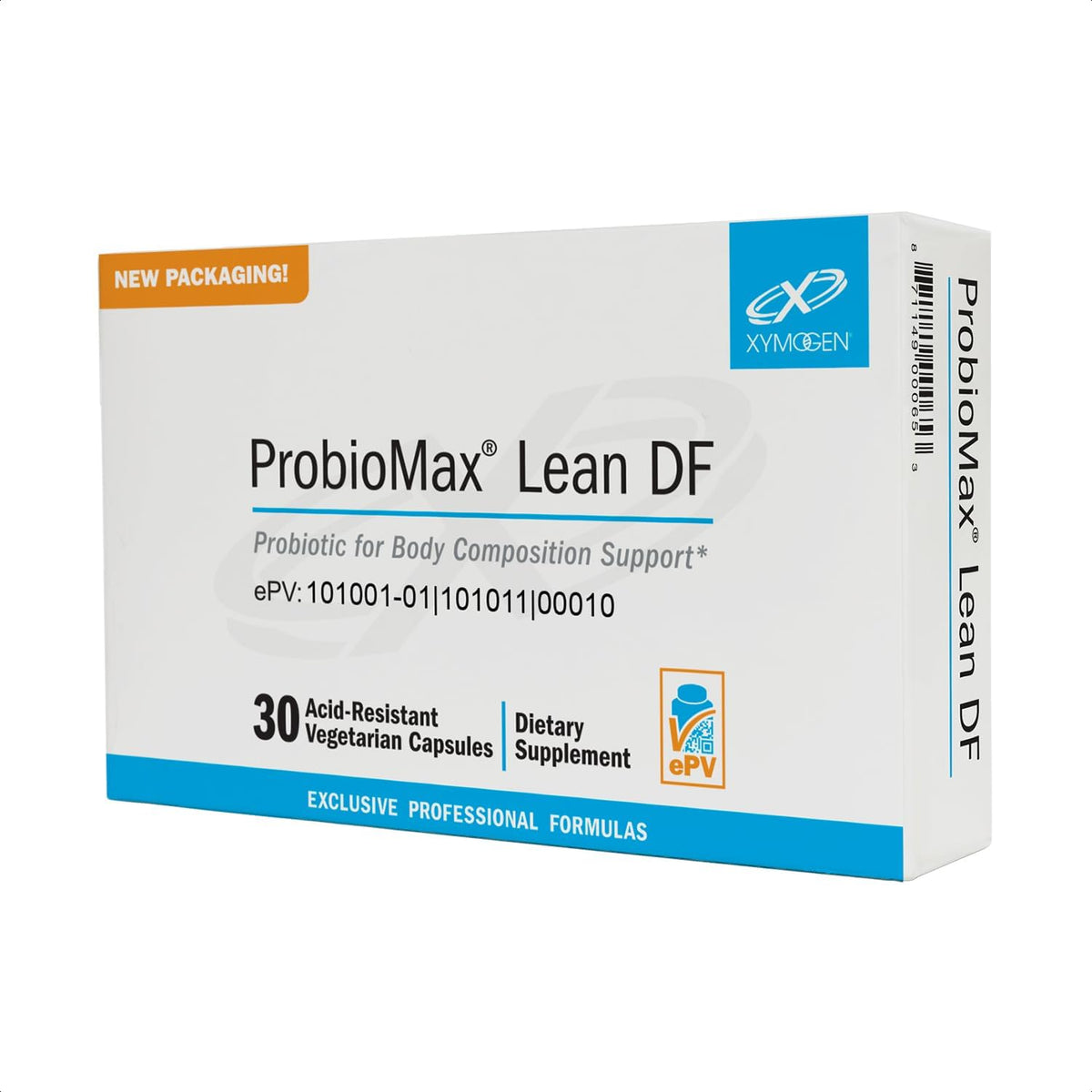 ProbioMax Lean de XYMOGEN, botella con cápsulas gastroresistentes para soporte de la barrera intestinal