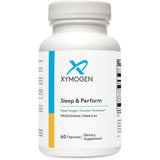 XYMOGEN Sleep & Perform: botella de cápsulas para relajación nocturna y enfoque matutino.