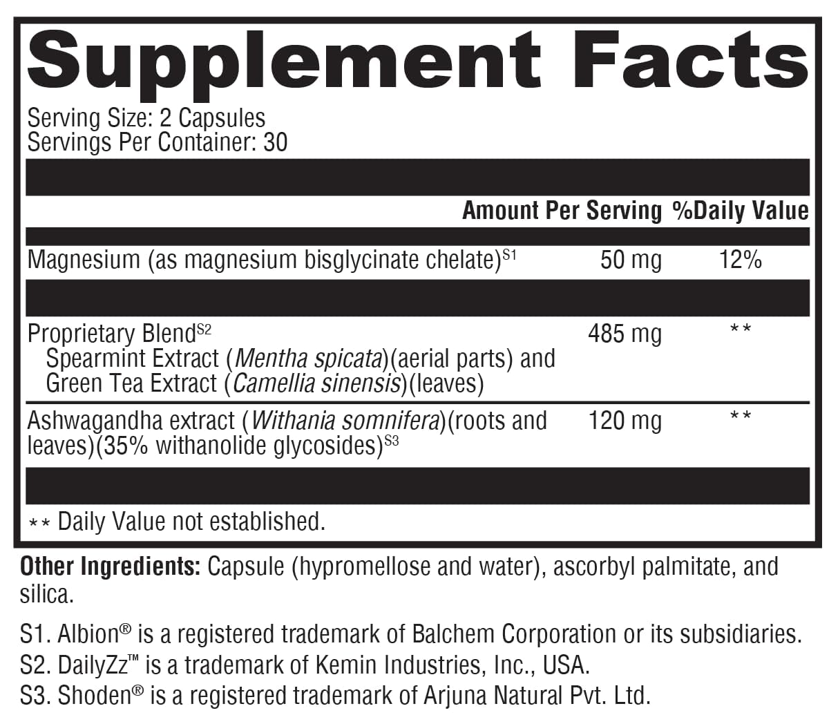 XYMOGEN Sleep & Perform, ingredientes clave como magnesio y ashwaganda para apoyar el estrés.