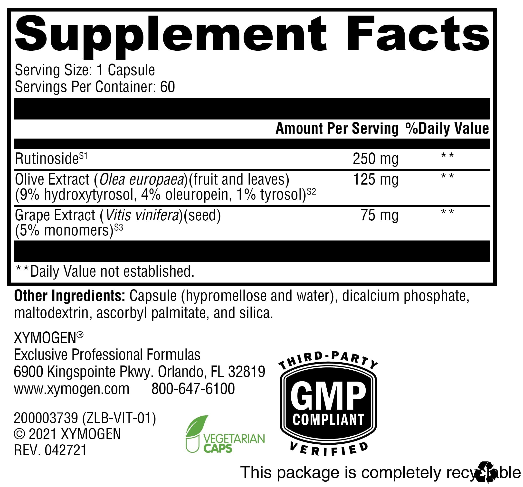 Etiqueta frontal de VitalVasc destacando ingredientes antioxidantes y puridad