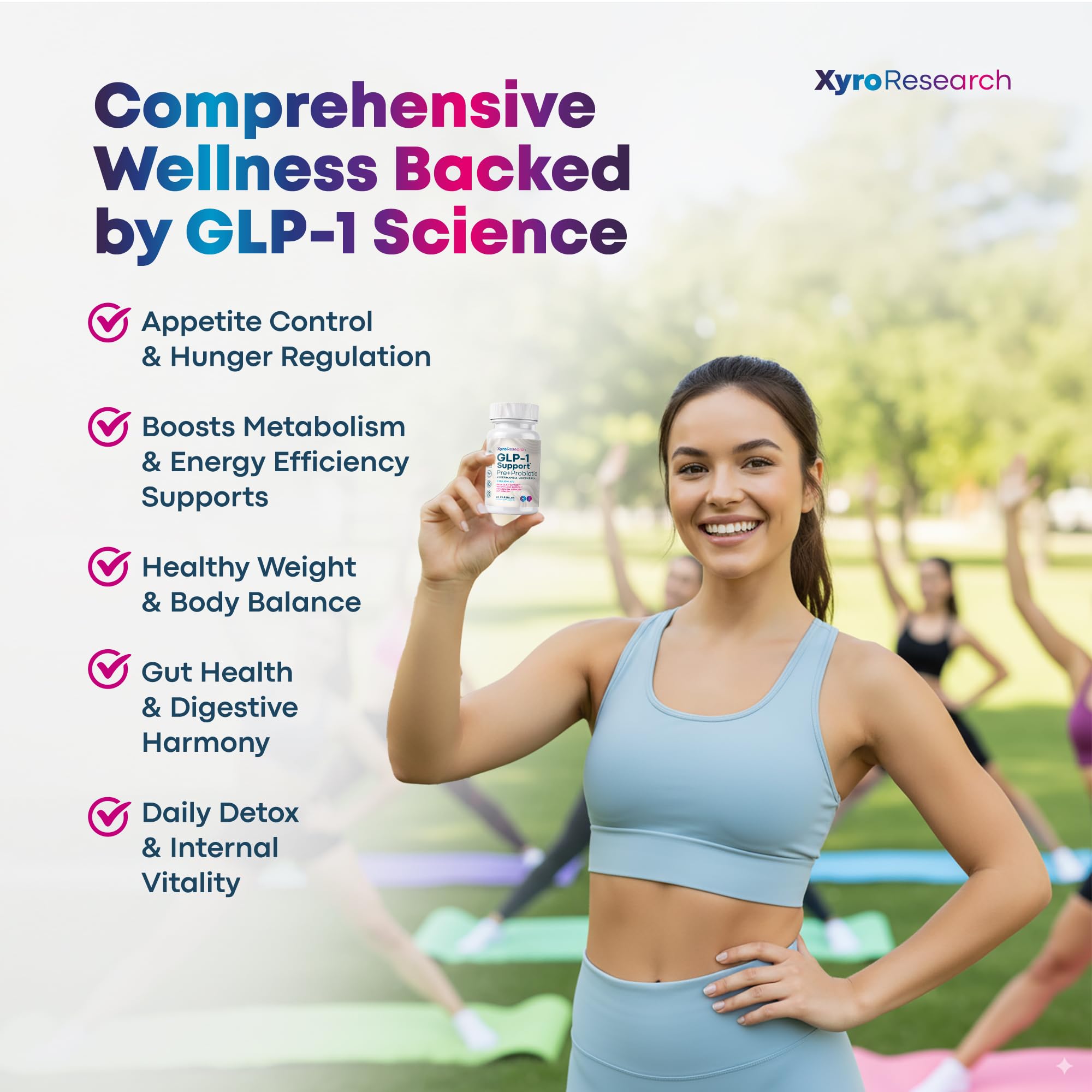 Xyro Research GLP-1 Soporte cápsulas detalle visible