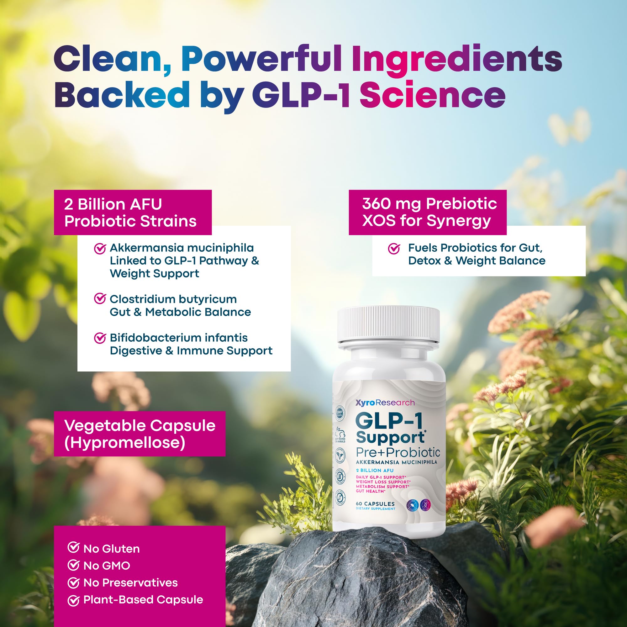 Xyro Research GLP-1 Soporte etiqueta nutricional para valorar ingredientes