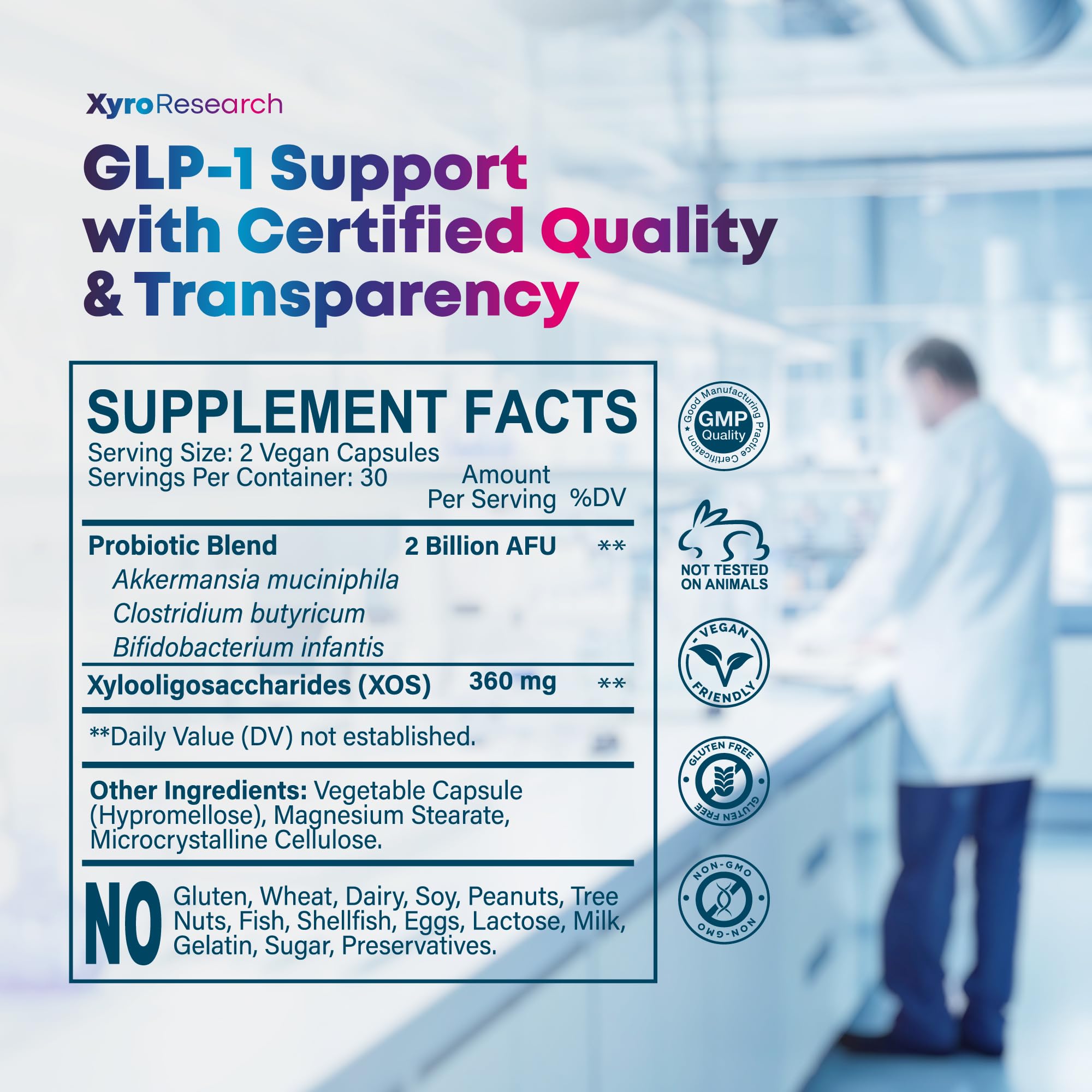 Xyro Research GLP-1 Soporte uso diario para hábitos saludables