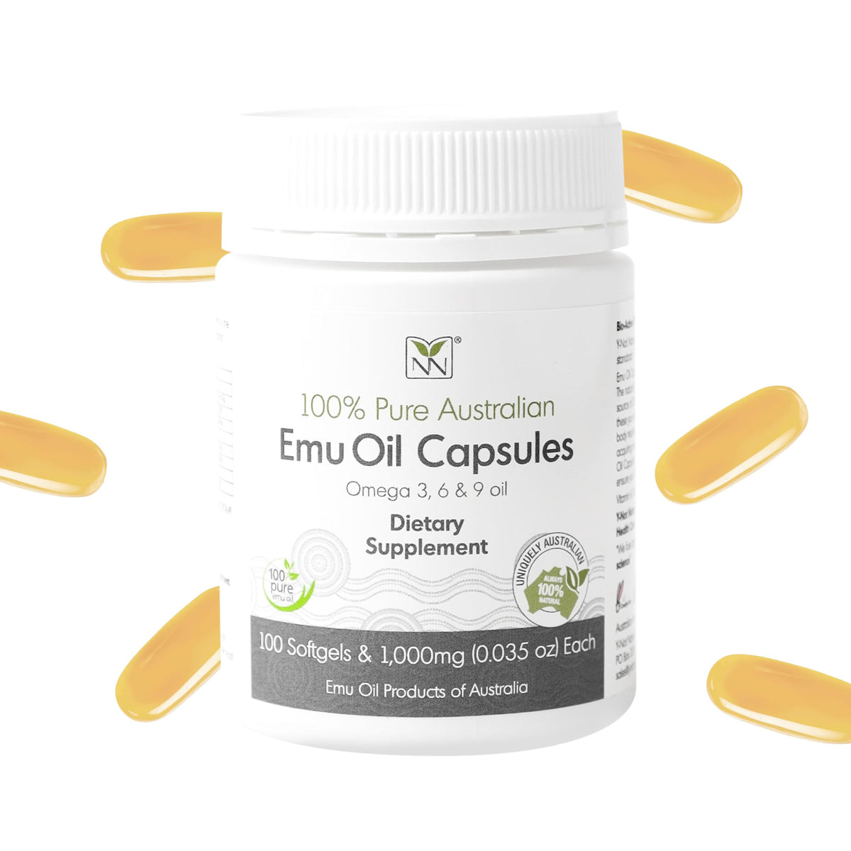 Y Not Natural Emu Oil Capsules: caja de empaque, facilita la inclusión diaria de omega.