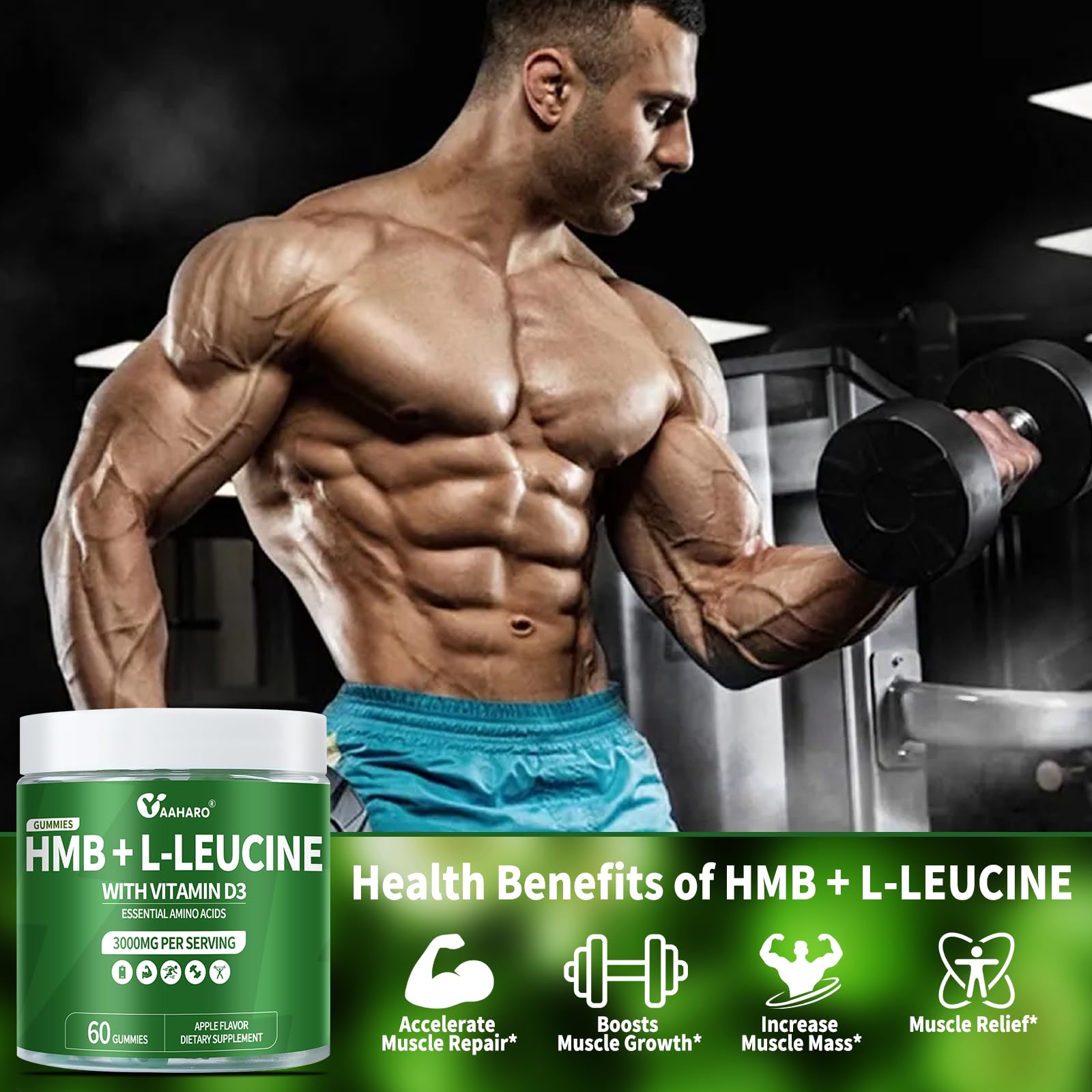 Yaaharo gominolas HMB-Leucina, textura brillante para masticación post-entrenamiento.