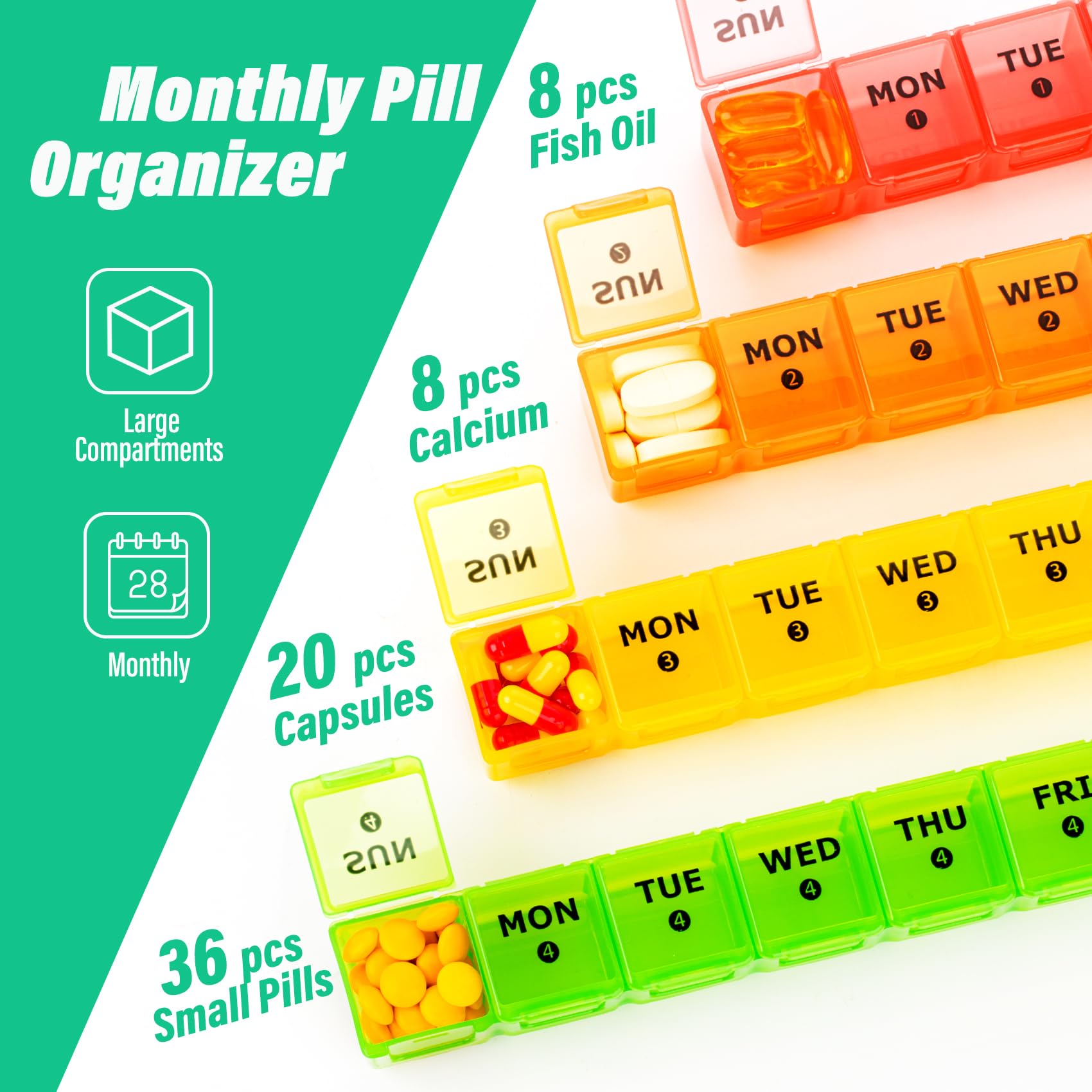Yaklim compartimentos-grandes: capacidad para vitaminas y aceites.