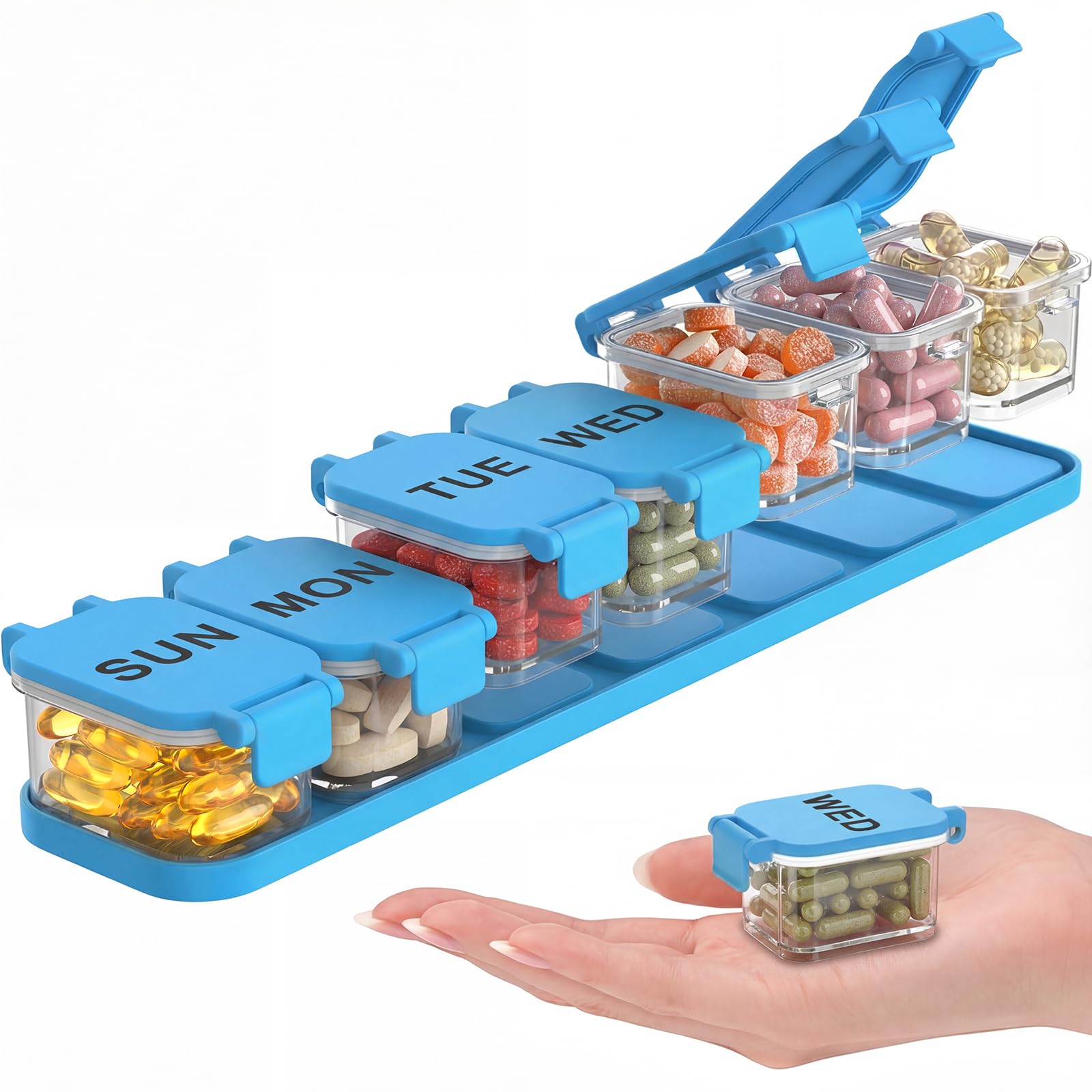 Yaklim organizador de pastillas semanal XL para la semana completa.
