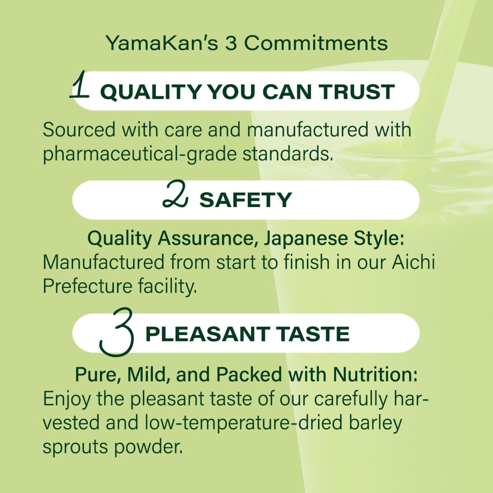 YAMAKAN taza con bebida lista, muestra color verde y aroma suave