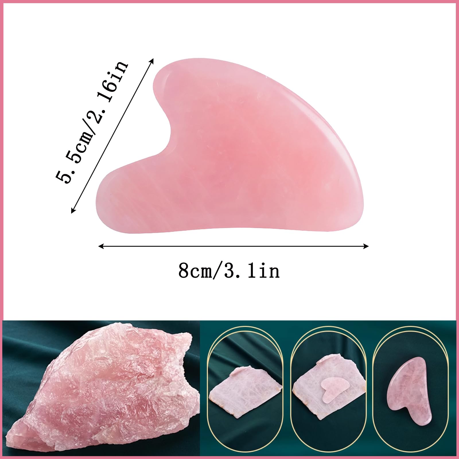 Guasha YAMHOHO cuello y rostro, cuarzo rosa para tono de piel