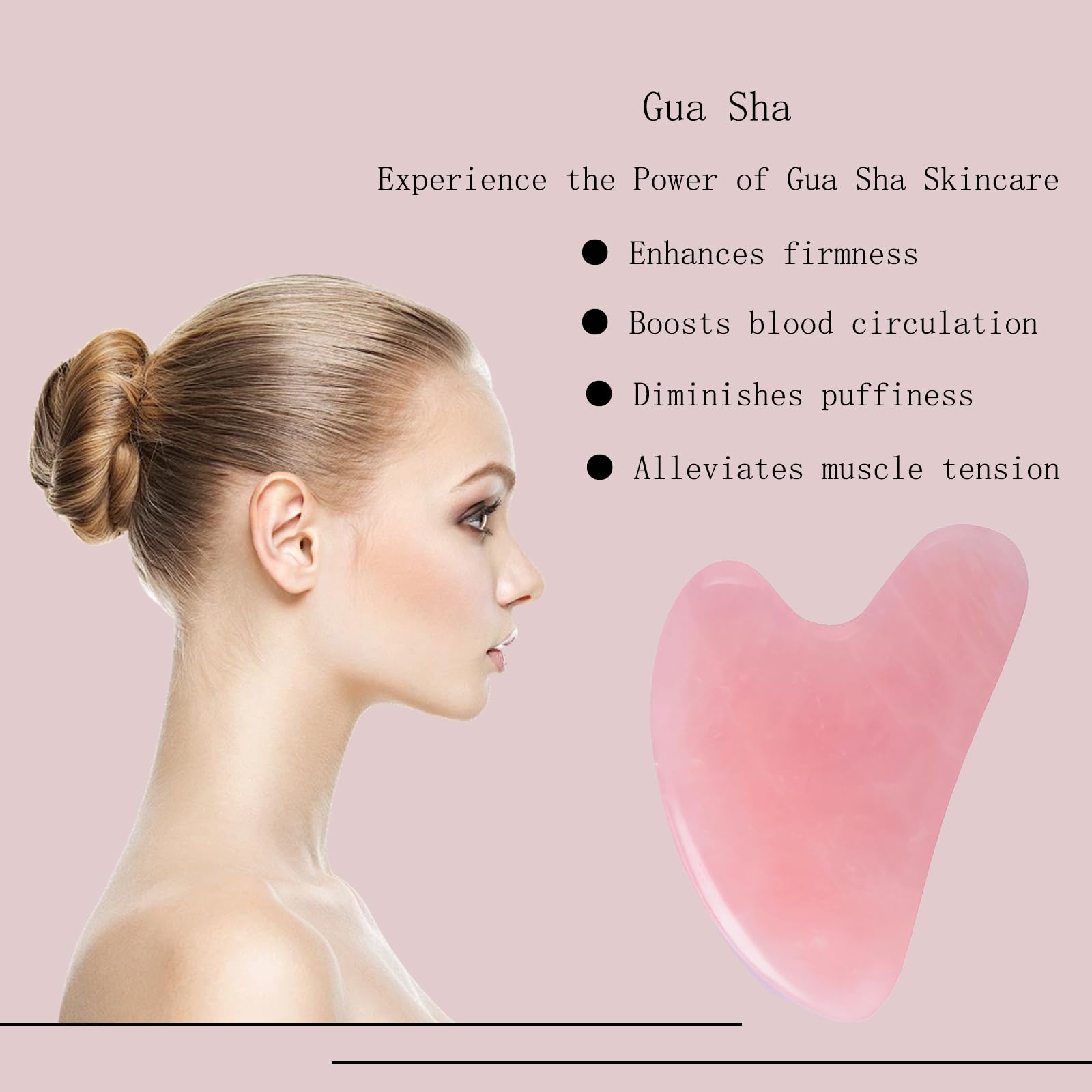 Guasha YAMHOHO ojos hinchados, cuarzo rosa para alivio suave
