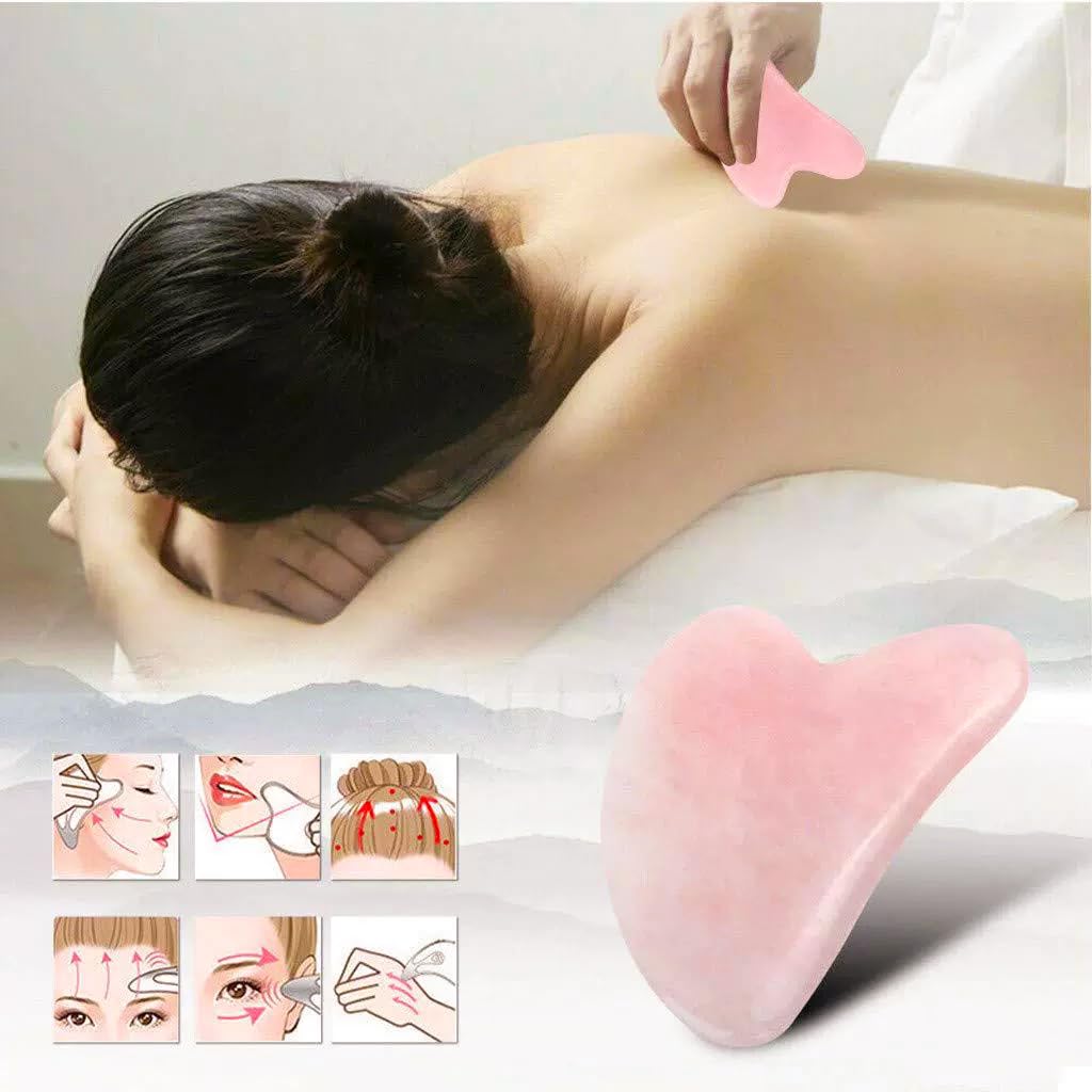 Guasha YAMHOHO portátil, cuarzo rosa para viaje de spa