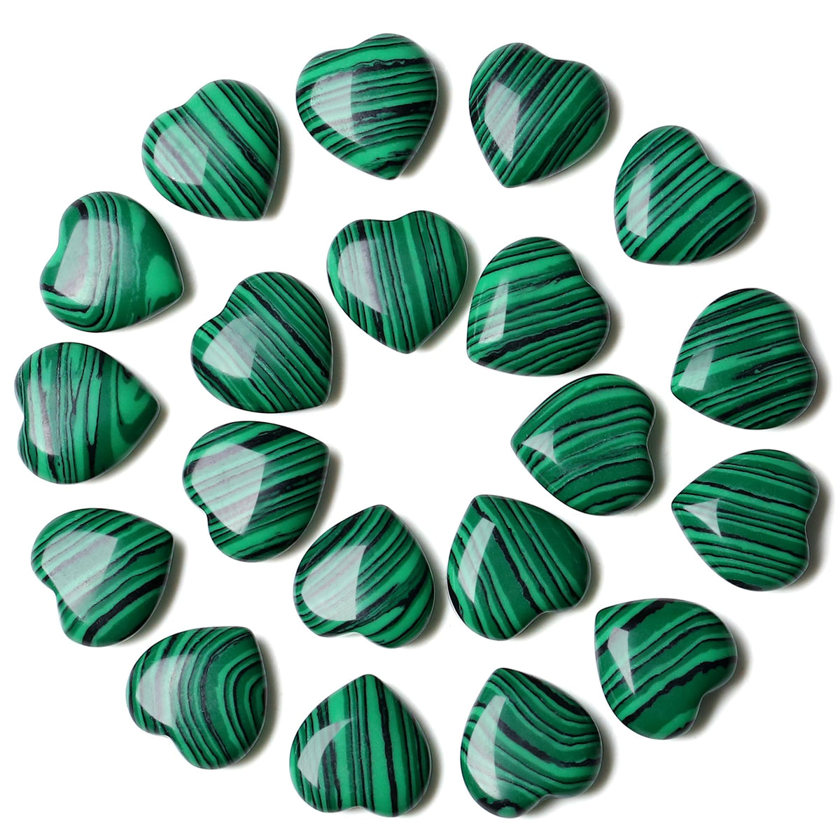 YATOJUZI Corazón de malaquita brillante, ideal para llevar en el bolsillo y energizar el día