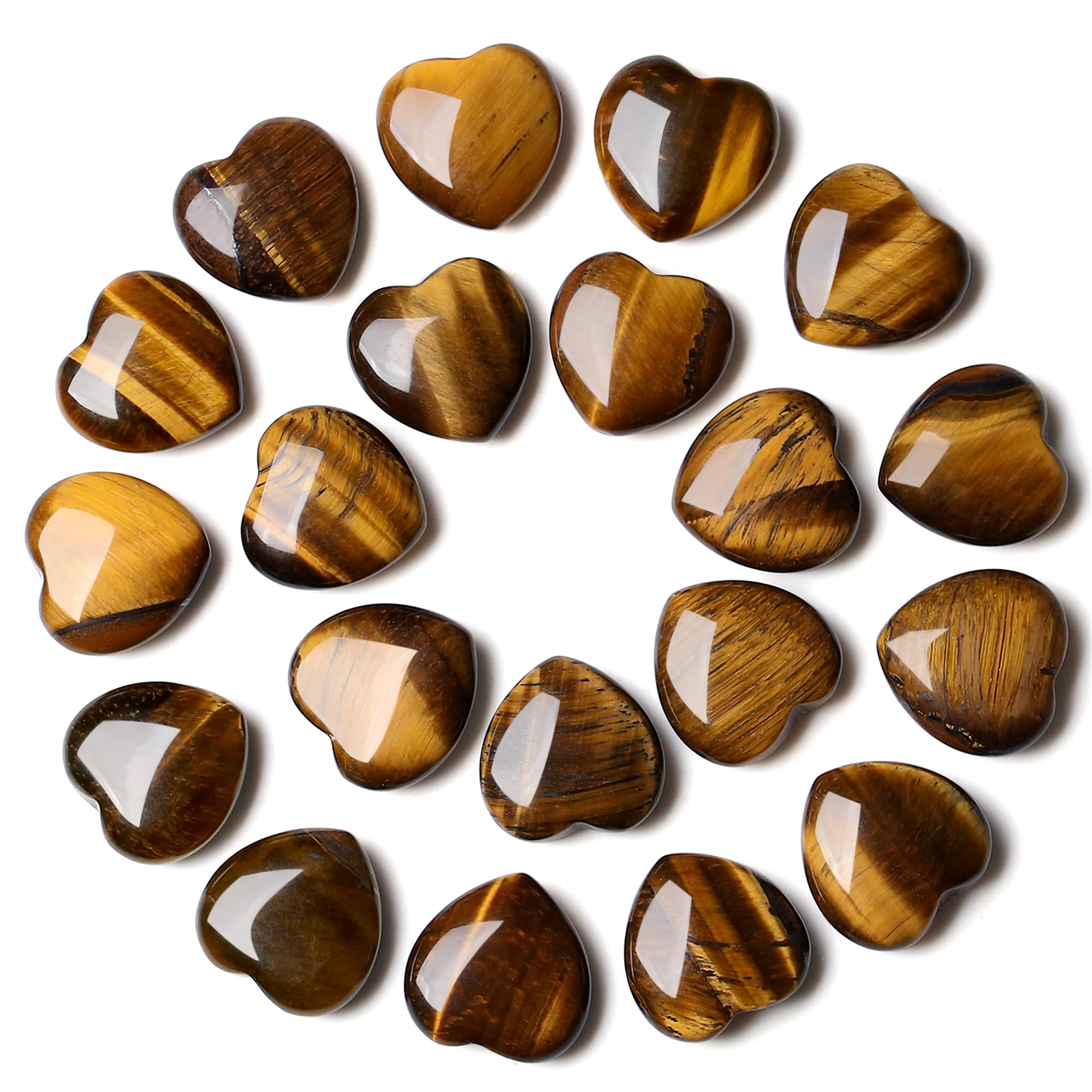 YATOJUZI corazón ojo-de-tigre, cristal natural para equilibrio emocional.