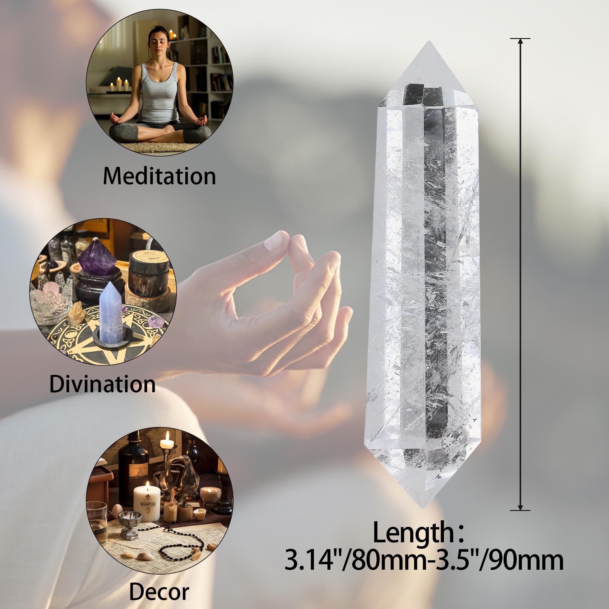 YATOJUZI cristal claro 3-5 pulgadas para rituales de energía