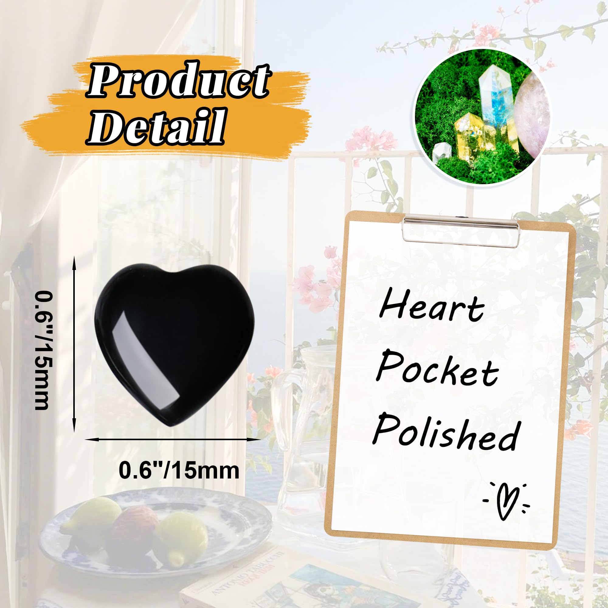 YATOJUZI obsidiana negra en forma de corazón, regalo perfecto para amantes de cristales y bienestar.