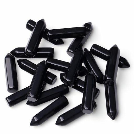 YATOJUZI obsidiana negra con puntas hexagonales para equilibrio energético y enfoque