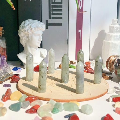 Puntas hexagonales de YATOJUZI Labradorita para enfoque y claridad mental