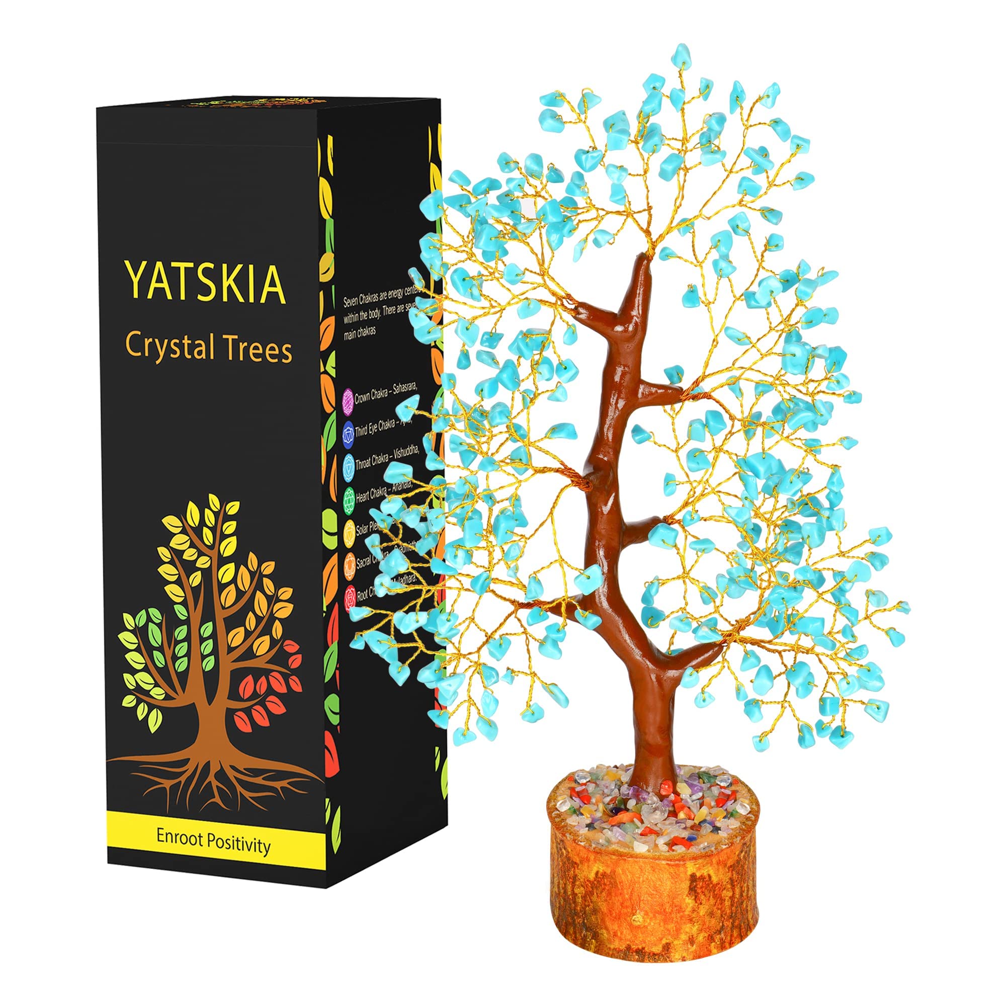 Arbol bonsai de cristal turquesa de YATSKIA, decoración elegante para el hogar