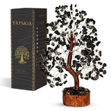 YATSKIA Bonsai de tourmalina negra con piedras brillantes para equilibrio energético