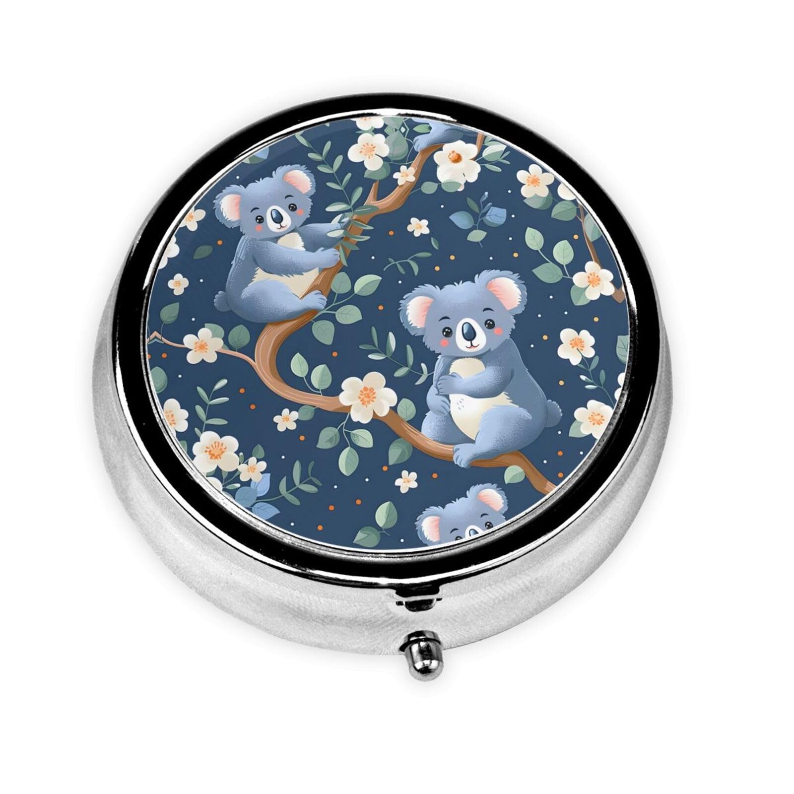 Yaxongx porta-pastillas koala con flores, diseño compacto para viaje diario