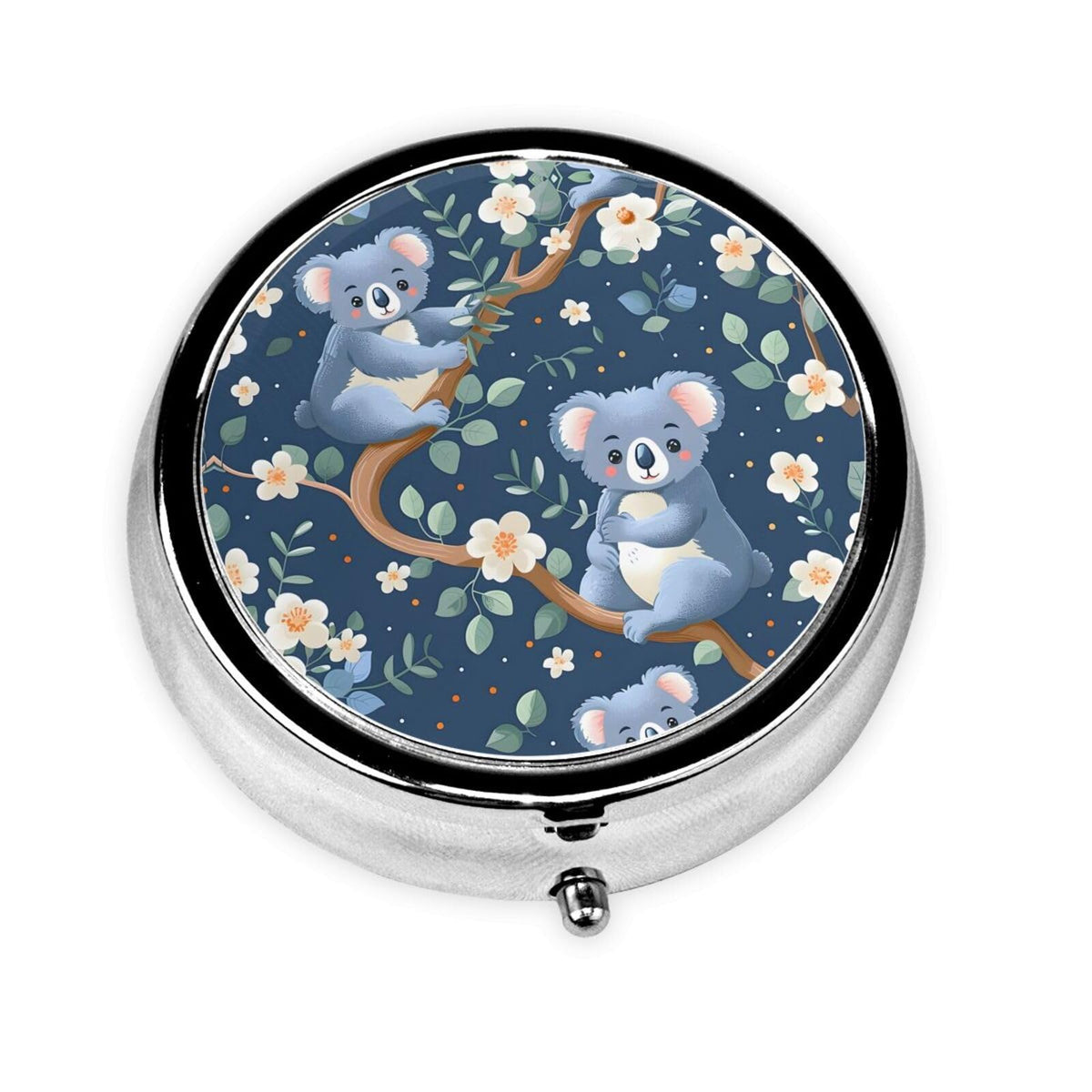 Yaxongx porta-pastillas koala con flores, diseño compacto para viaje diario