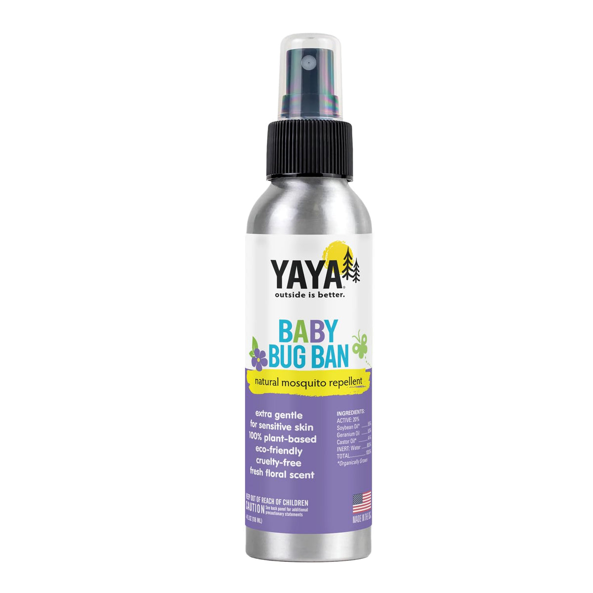 YAYA ORGANICS Baby Bug Ban: botella spray repelente natural para piel sensible de bebés