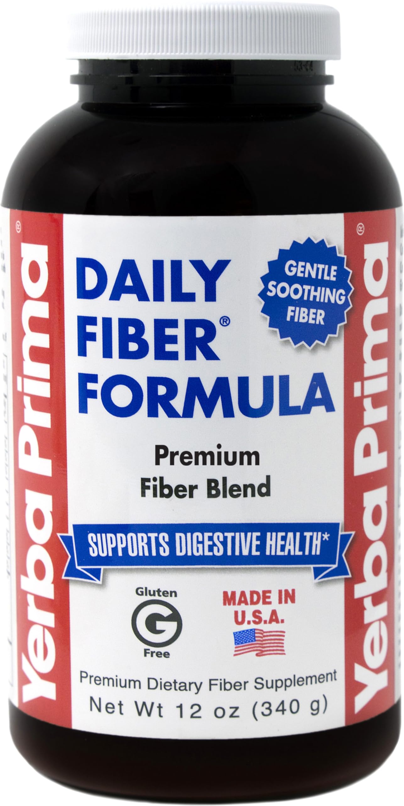 Yerba Prima Daily Fiber Formula polvo en envase para uso diario y práctico.
