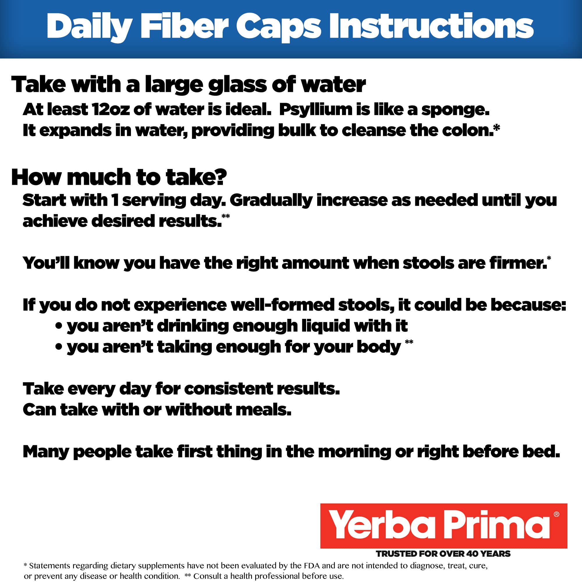Yerba Prima Fibra Diaria: cápsulas con fibra insoluble para regularidad