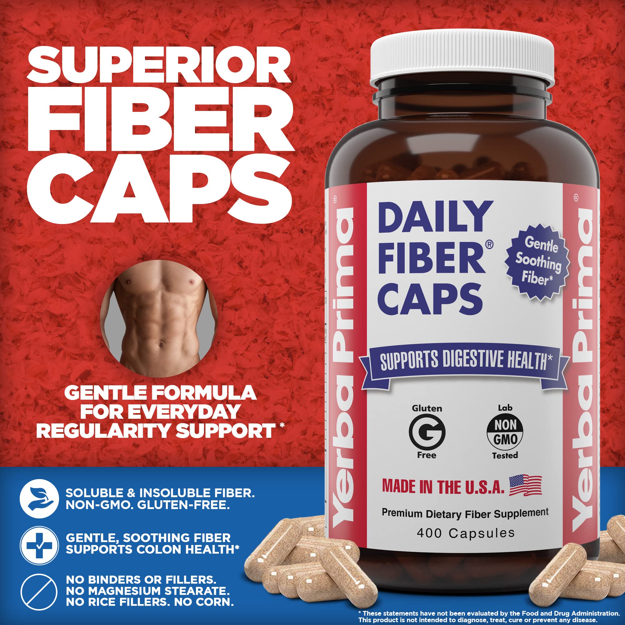 Yerba Prima Fibra Diaria: cápsulas con fibra soluble para digestión suave
