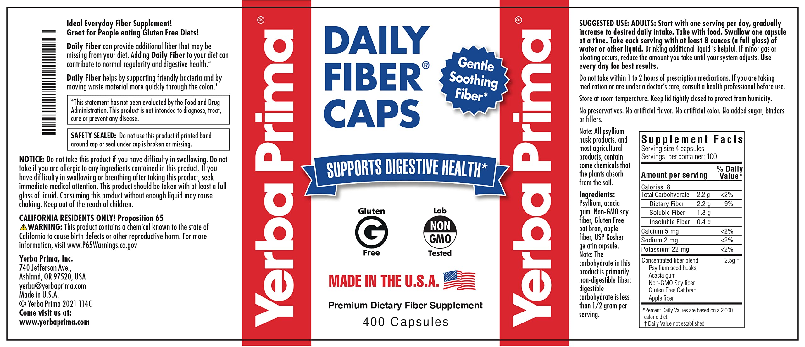 Yerba Prima Fibra Diaria: fórmula sin gluten para dietas sensibles
