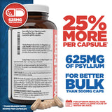 Yerba Prima psyllium 625 mg, frasco de cápsulas para uso diario.