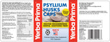 Yerba Prima Psyllium Cápsulas: lateral con etiqueta para promover digestión constante.